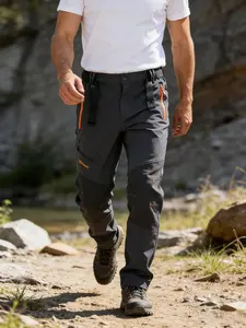 Men's Spring Fall Cargo Pants Trouser, Outdoor Hiking Waterproof Windproof Fleece Lined, Casual Straight Leg Pantalones Para Senderismo