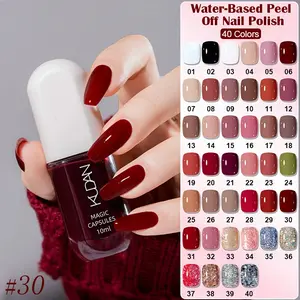 【Halal Certified】KUDAN Magic Capsules Water-Based Peel Off Nail Polish 10ml - 40 Colors Available ， Quick Dry Peel-off Water-Based Nail Polish，Perfect for Gift