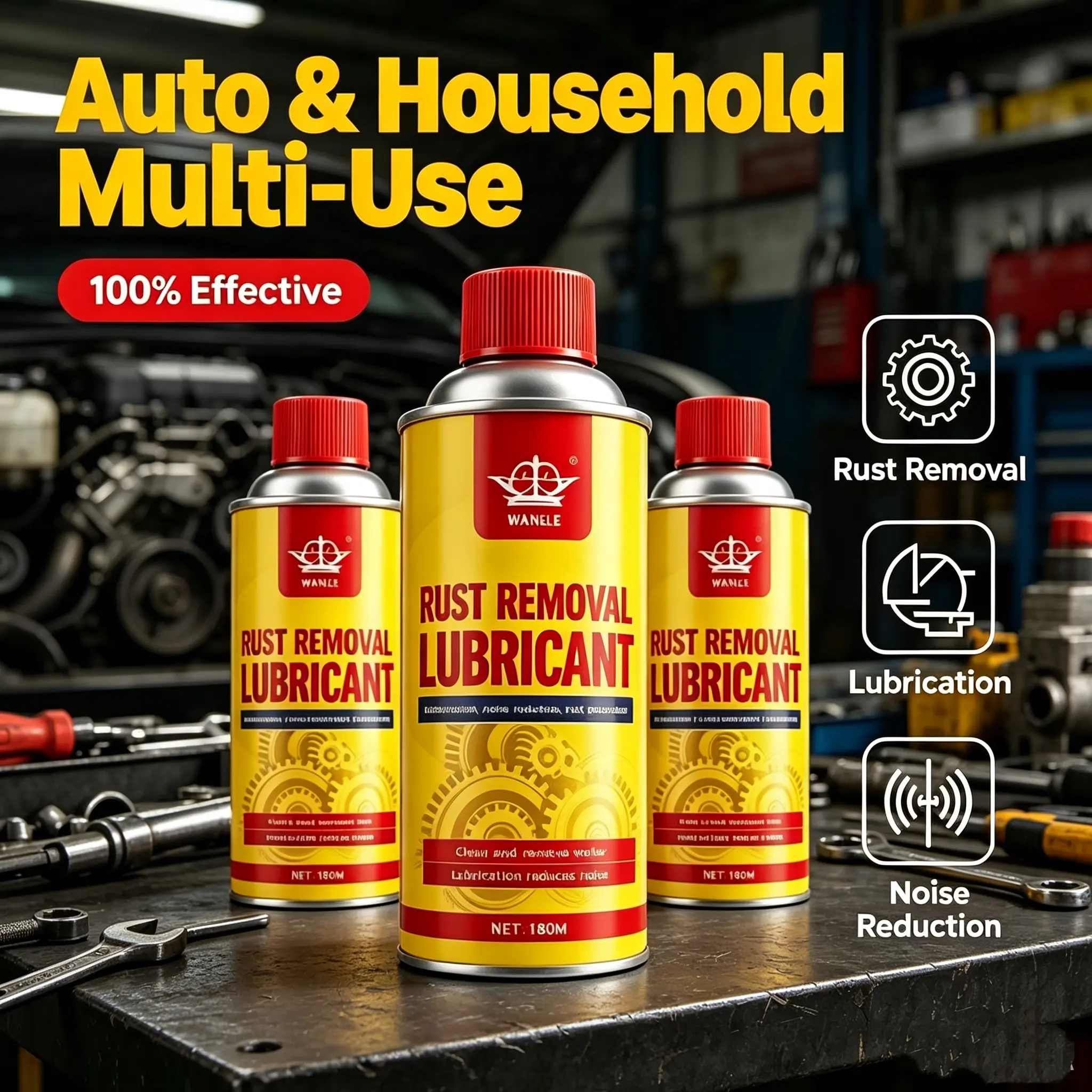 Rust Remover & Anti-Rust Lubricant Spray -Heavy-DutyMulti-Purpose Penetrating Oil Spray,DIYAutoCareLubricant, High Temp Anti-Rust CorrosionInhibitor&SqueakFix, Ideal Maintenance Spray for CarLocks,Bearings& MetalHardware