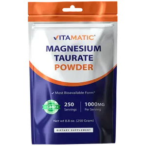 Vitamatic Magnesium Taurate Supplement - 1000mg per Serving, 250g (250 Servings), Supports Muscle, Joint & Heart Health Vitamatic Magnesium Taurate Supplement - 1000mg per Serving, 250g (250 Servings), Supports Muscle, Joint & Heart Health
