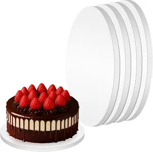 4PCS White Cake Drums Round Cake Boards With 1/2 Inch Thick Smooth Edges For Multi Tiered Birthday Wedding Party