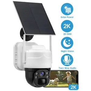 Solar Security Camera Wireless Outdoor,Solar Powered Camera, 360° Live View, 2K Color Night Vision, PIR Motion Sensor, 2 Way Talk, 2.4Ghz WiFi