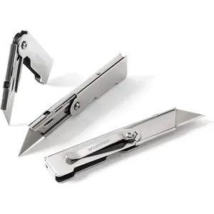 3-Piece Quick Change Folding Pocket Utility Knife Set with Belt Clip