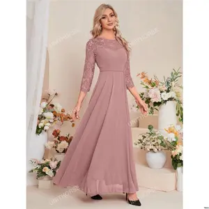 Elegant Dress UNITHORSE Contrast Lace Chiffon Bridesmaid