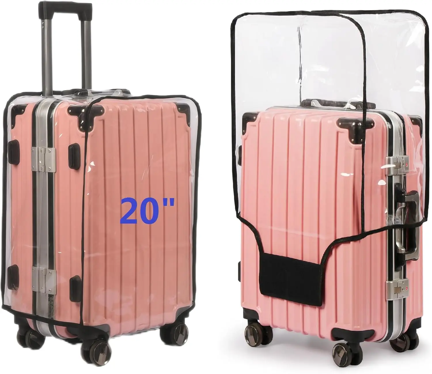 Clear PVC Suitcase Cover – Thick Transparent Waterproof Luggage Protector for 20" Wheeled Suitcases
