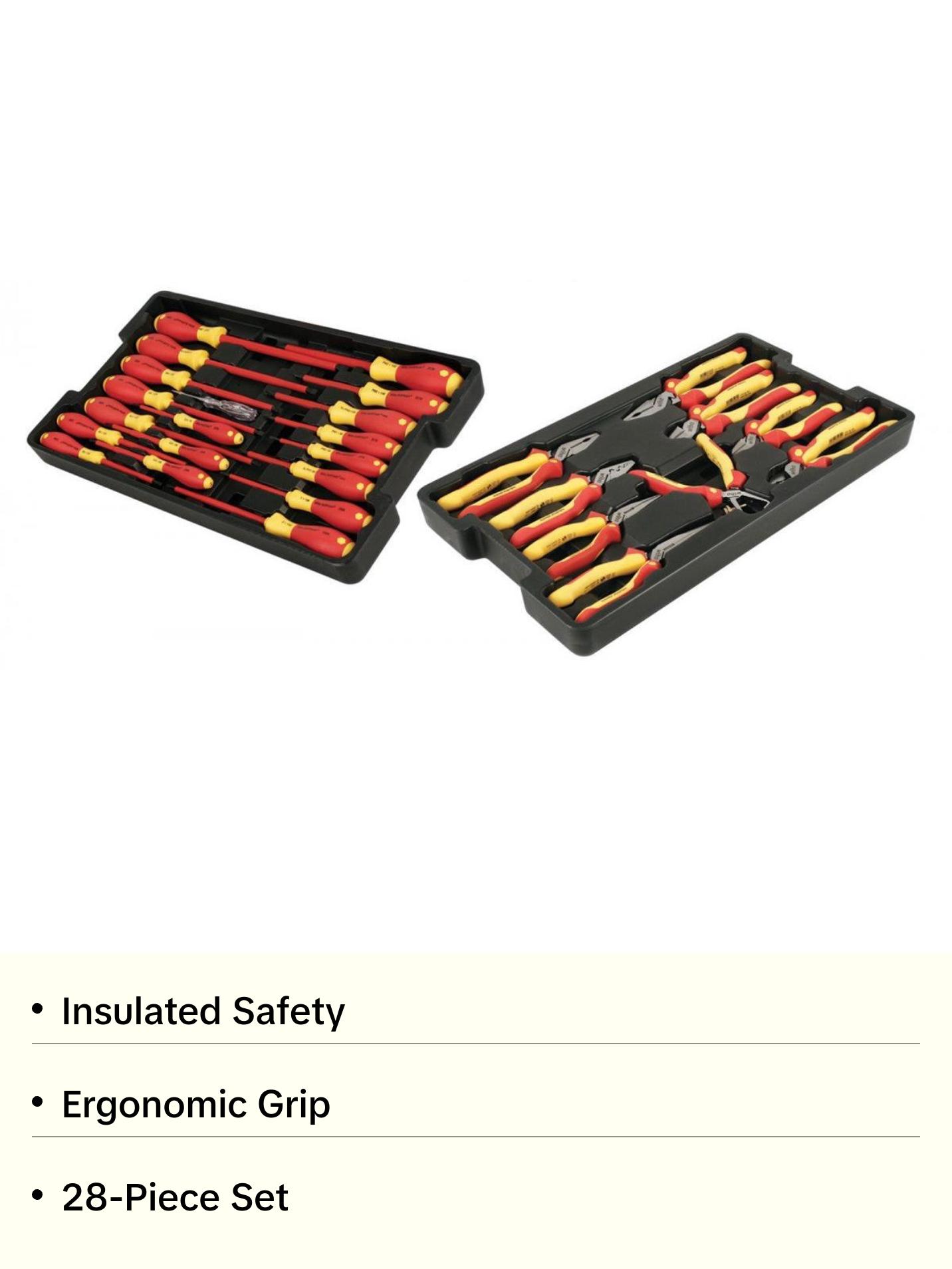 Wiha Tools 32989 Insulated Pliers / Cutters / Screwdriver Set in Tray, 28 Pc. Wiha Tools 32989 Insulated Pliers / Cutters / Screwdriver Set in Tray, 28 Pc.