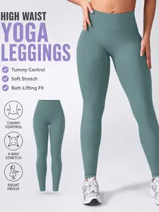Women's Butt Lifting High Waist Yoga Pants, Tummy Control Seamless Leggings, Tight Leggings, Shaping Leggings, High Waisted Leggings, Ideal for Gym Workouts & Daily Wear, Suitable for All Seasons, Solid Sports Leggings, High Waisted Sportswear
