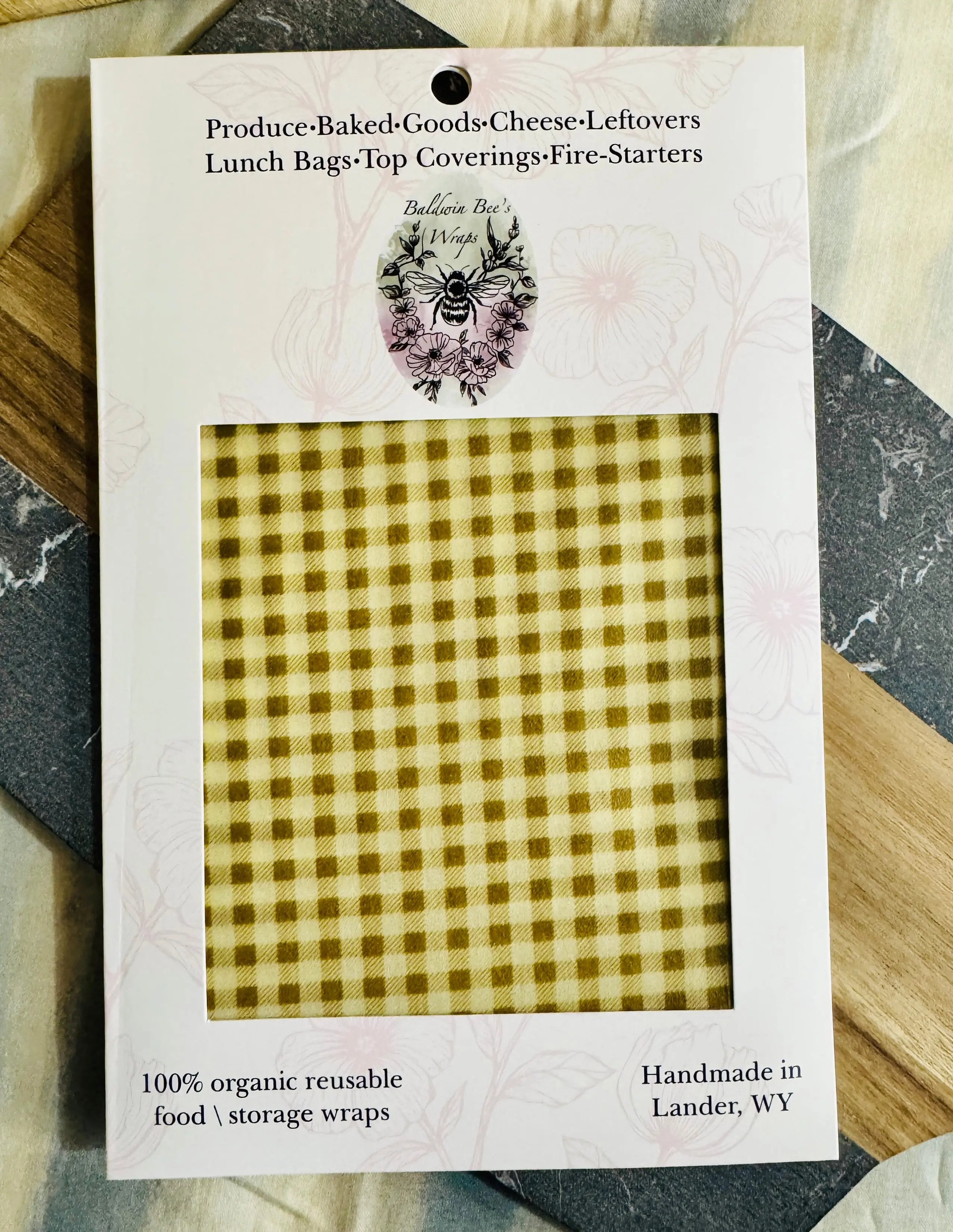 Jumbo Beeswax Bread Wrap - Reusable Bread Storage Wrap for Homemade Bread, Sourdough & Artisan Loaves (Brown Gingham)