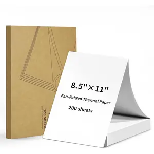 Thermal Printer Paper 8.5 x 11 Inch  Letter Size, Quick-Dry Fan-Folded Thermal Paper,  Thermal Printing, Compatible with &JADENS PD-A4 Portable Printer, 200 Sheets