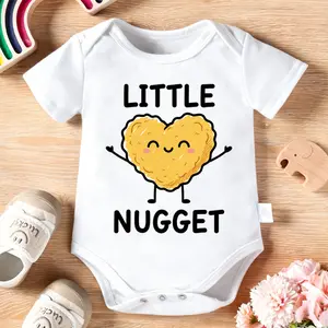 2026 Cute Newborn Baby Bodysuit with Little Nugget Chicken Nugget Print, 100% Cotton Short Sleeve Romper All Seasons, Funny Casual Onesie for Baby Boys Girls, Indoor Outdoor Infant Clothes 0-2T, Perfect Baby Gift