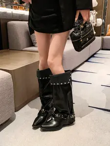 New Women's Fashion Ankle Boots, Size 36-43, Spring & Fall, Versatile Four Seasons, British Style Pointed Toe, Chunky Heel, Casual Mid-Calf Boot