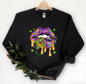 Mardi Lips Shirt, Mardi Gras Sweatshirt, Lips Fleur De Lis Shirt, Fat Tuesday Sweatshirt, Flower de luce Sweatshirt, Louisiana Shirt