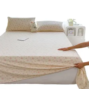 Summer Double Layer Gauze Bed Sheet Printed Fresh Design 3 Piece Set Single Piece Washed Cotton Duvet Cover Skin Friendly Home Bed Sheet