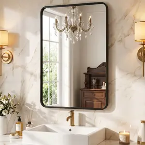 Modern Wall Mirror, Rounded Rectangle Bathroom Vanity Mirror,Anti-Rust,Tempered Glass,Hangs Horizontally or Vertically