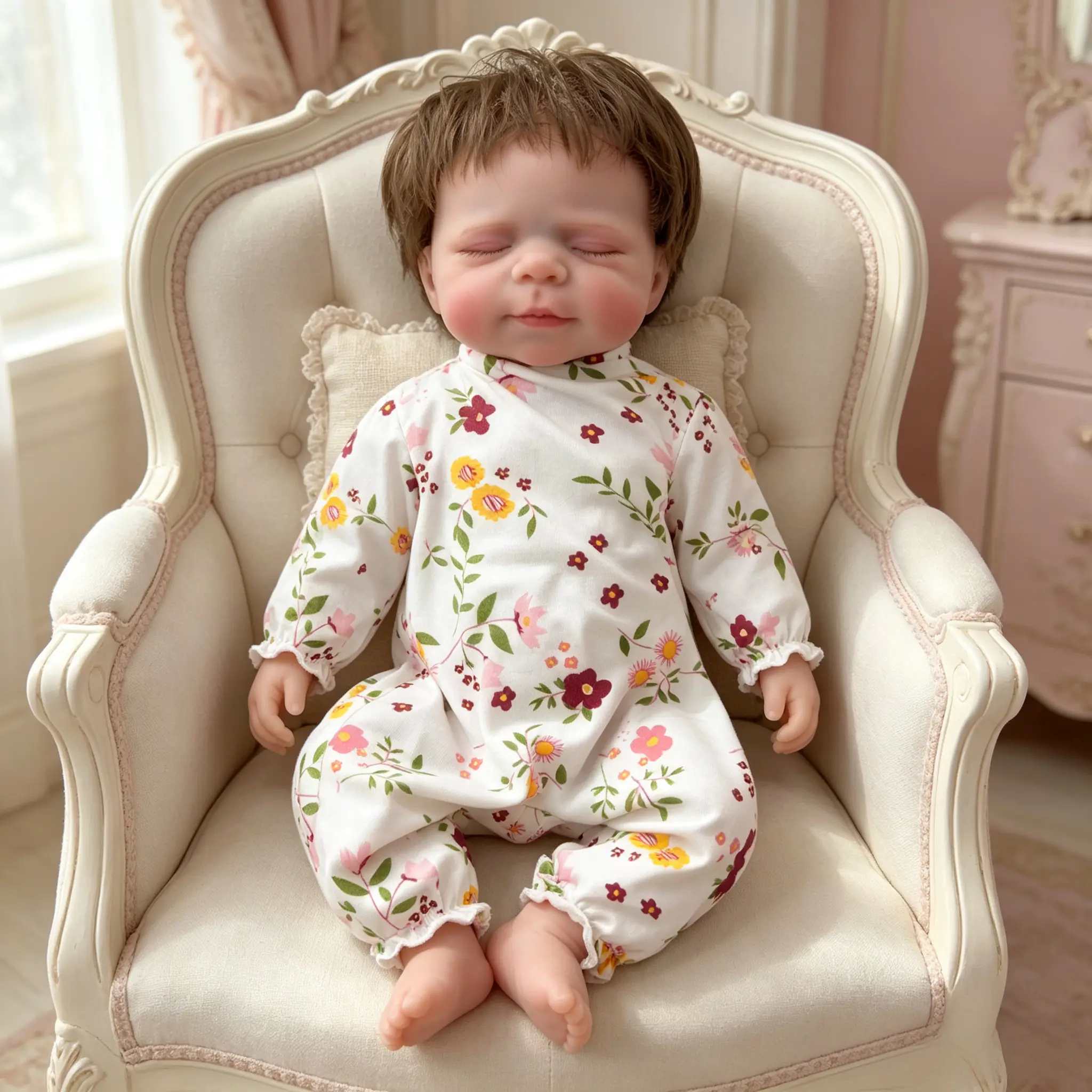 Lifelike Reborn Baby Doll - 18inch Full Vinyl Body Girl Newborn Doll, Handmade Rooted Hair, Washable Collector Display Toy, Child Birthday Gift christmas new year birthday present