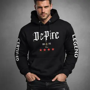 DeFire Gothic Hoodie 1972 Paris Streetwear Five Star Black Pullover