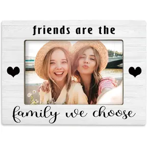 4x6 Picture Frame,   Photo Frame, BFF Bestie Friendship Gifts for Men Women,  Are the Family We Choose Wooden Picture Frames for Wall or Tabletop Display