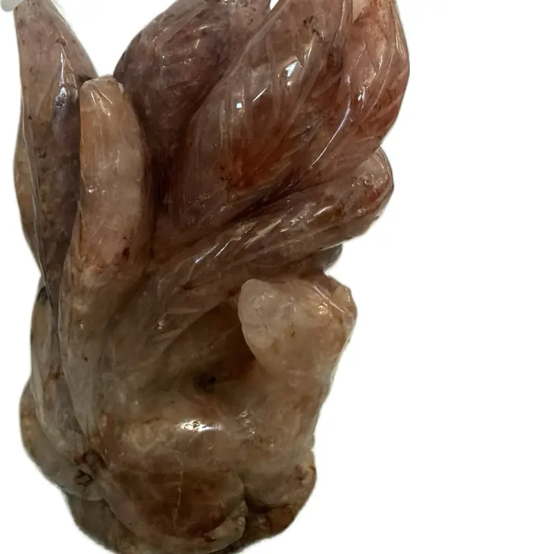 Fire Quartz 9-Tail Fox Figurine (Assorted Sizes) - Handcrafted Crystal Animal Statue for Home Decor