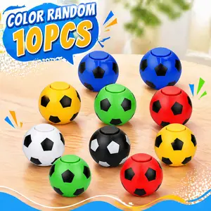 10PCS Soccer Finger Fidget Toys - Interactive Stress Relief Spinners (Random Colors Mix)