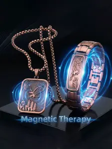 Men's Eagle Energy Bracelet with Charms, 99.99% Pure Copper Magnetic Wristband, Adjustable Comfort Fit, Handmade, Trendy Jewelry Accessory
