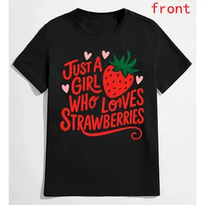 A Girl Who Loves Strawberries Women's T-Shirt, Soft Fabric, Breathable and Easy Care