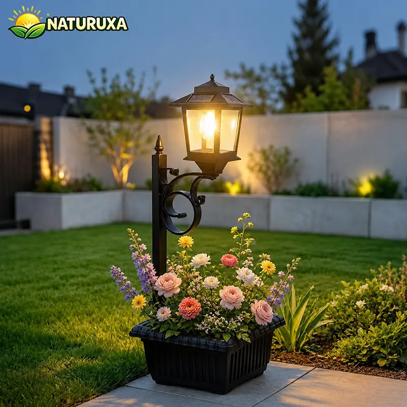 Naturuxa 1/2 Pcs Solar Lamp Post Light with Planter – Patio, halloween decorations, Fall Home Decor, Waterproof Holiday Decor. 2-in-1 Outdoor Solar Post Light for Porch, Front Door, Patio, Roadside, Home Decor, Essentials, Camping. Outdoor Light Garden Li