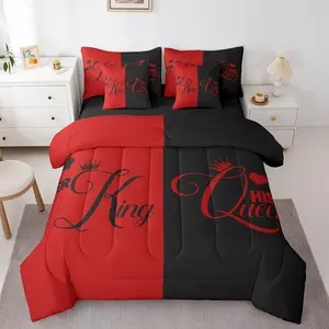 and Crown Bed in a Bag,Comforter Set,7 Piece,Her and His Bedding Set,Romantic Valentine's Day Sheet Set