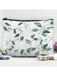 Chic Leaf Design Women's Wedding Makeup Bag - Versatile Cosmetic & Toiletry Organizer for Bridesmaids, Travel, and Bachelorette Parties