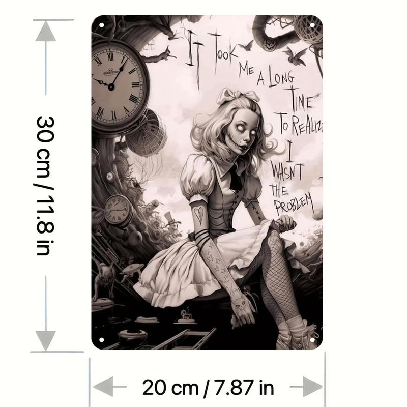 Vintage Alice in Wonderland Pattern Sign, Creative Wall Art, Wall Decor for Home Living Room Bedroom, Room Decor, Home Decor, Ornaments
