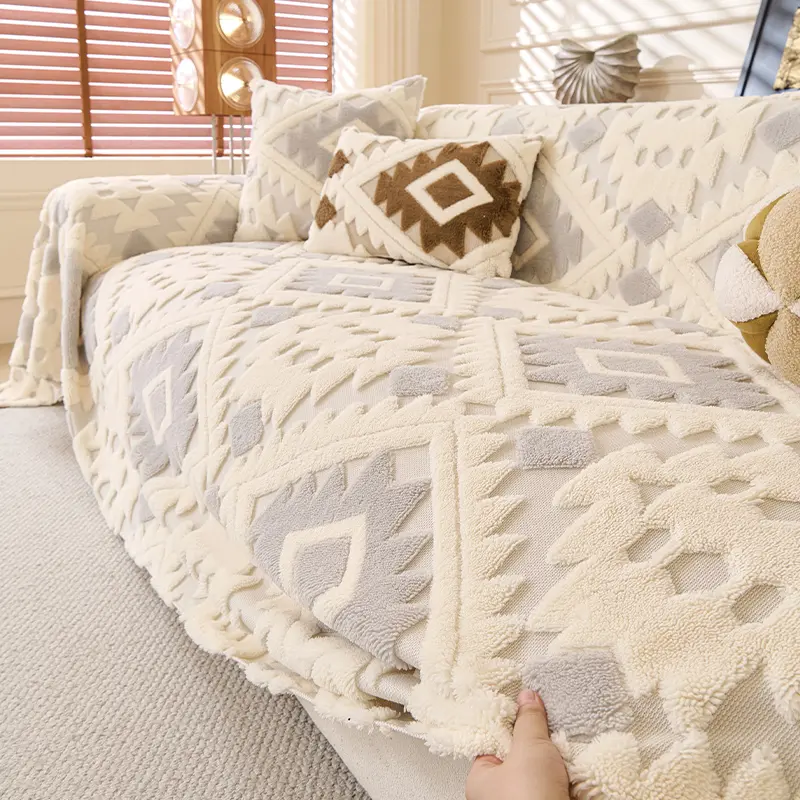Lingfeng Geometric Pattern Sofa Cover, Elastic Sofa Slipcover, Removable Washable Slipcovers, Soft Comfortable Dustproof Sofa Protector, Reusable for Home Living Room Office, Washable Couch Slipcover, Couch Protectors, Sofa Furniture Slipcovers