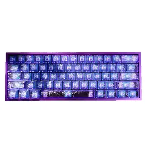 130 Pieces Frosted Ice Carbon PC Keyboard Caps, Carbon Fiber Grain Purple Luminous Design, Standard Original Height, Fit For Wooting Magnetic Shaft And Cross Shaft Mechanical Keyboard, Pure Keycaps Accessories Without Keyboard