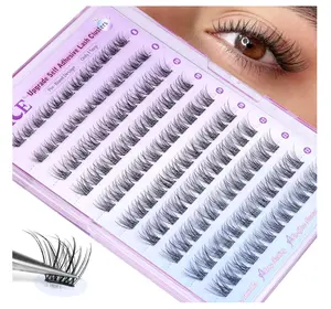 Self Adhesive Eyelashes Reusable Natural Self Adhesive Lash Clusters Wispy Press on Lashes Pre-Glue 8-12mm 120pcs C Curl DIY Eyelash Extensions Kit No Glue Needed by ALICE