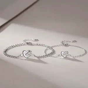 Interlocking Heart Knot Couple Bracelets – Personalized Daily Jewelry, Anniversary & Birthday Gift