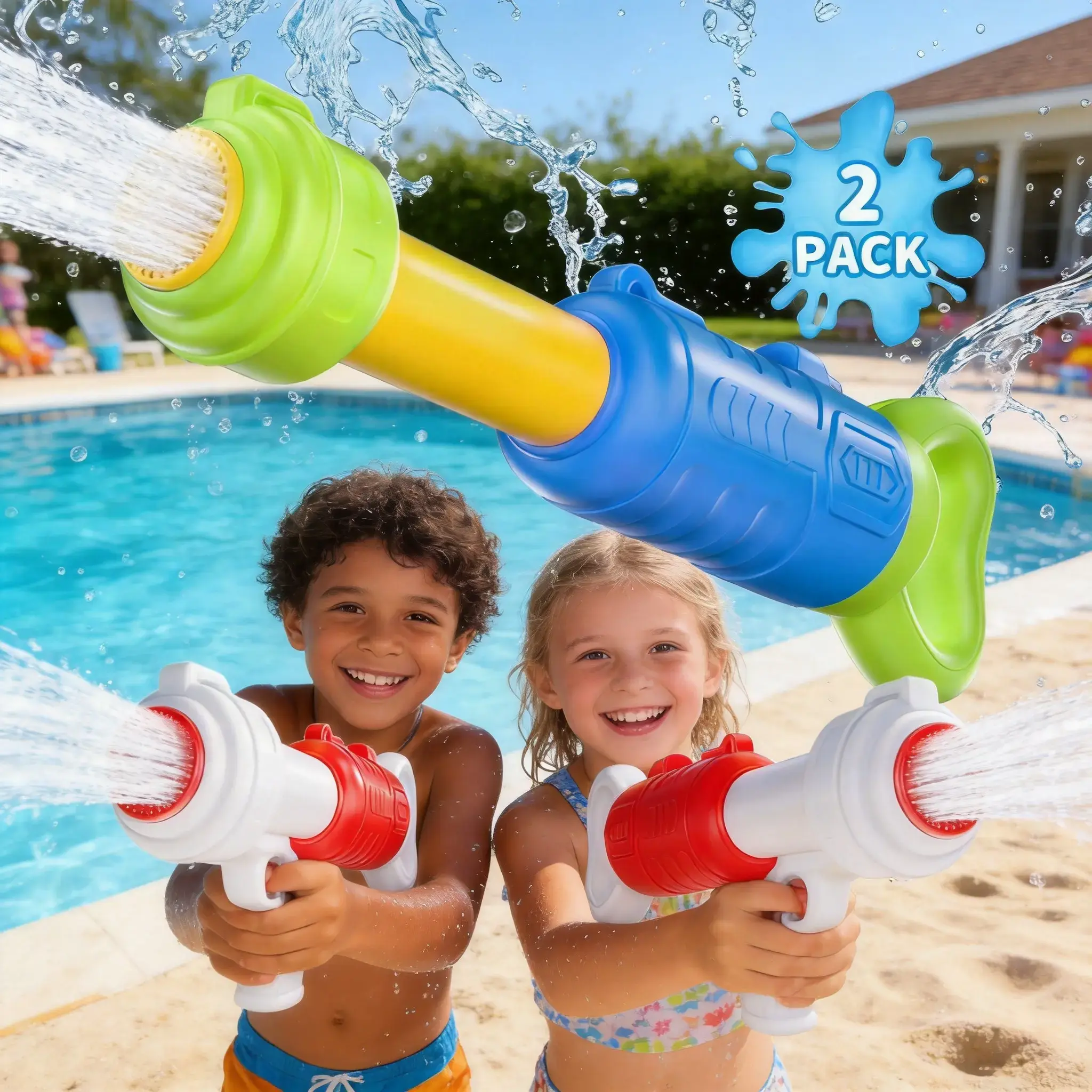 2pcs  Water Gun,swimming pool accessories,phosphorescent pool toys,inground pool,basement pools,Bulk Squirt Water Blaster Guns,Firew,ork Spray Water Soaker Toy for Summer Pool Party Outdoor Beach Water Games,two-piece pack,Outdoor Summer Water Games