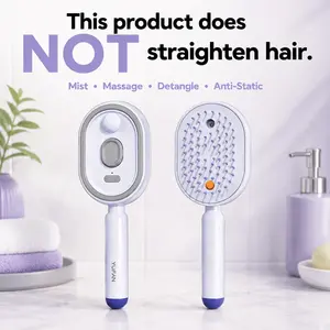 Electric Spray Air Cushion Massage Comb – Self-Cleaning, Anti-Tangle, Anti-Static, Volumizing Hair Brush with Essential Oil Mist Aromatherapy for Hair Care