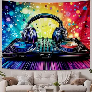 Holiday tapestry DJ setup colorful party Bedroom decoration Suitable for indoor use