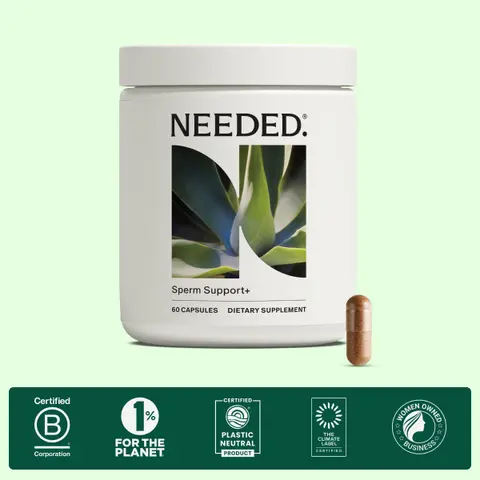 NEEDED. Sperm Support+ - 60 Capsules (1 Month Supply) - Expertly-Formulated with NAC, Shilajit & Ashwagandha - Clinically Studied for Sperm Quality & DNA Health - Male Hormone Balance - For Men's Fertility & Vitality
