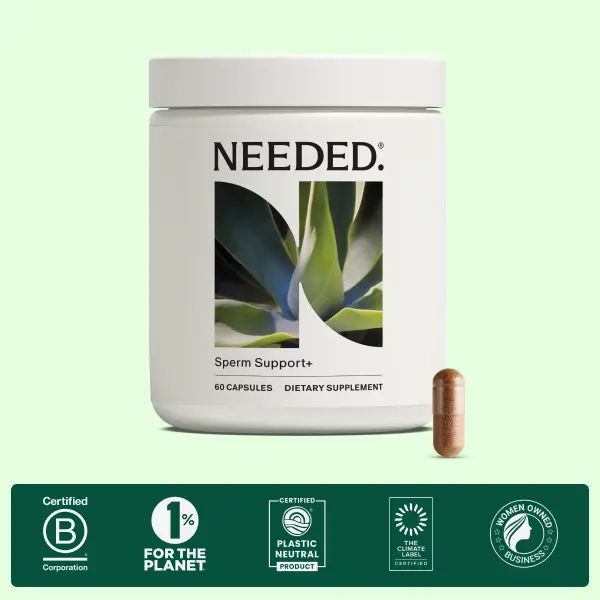 NEEDED. Sperm Support+ - 60 Capsules (1 Month Supply) - Expertly-Formulated with NAC, Shilajit & Ashwagandha - Clinically Studied for Sperm Quality & DNA Health - Male Hormone Balance - For Men's Fertility & Vitality