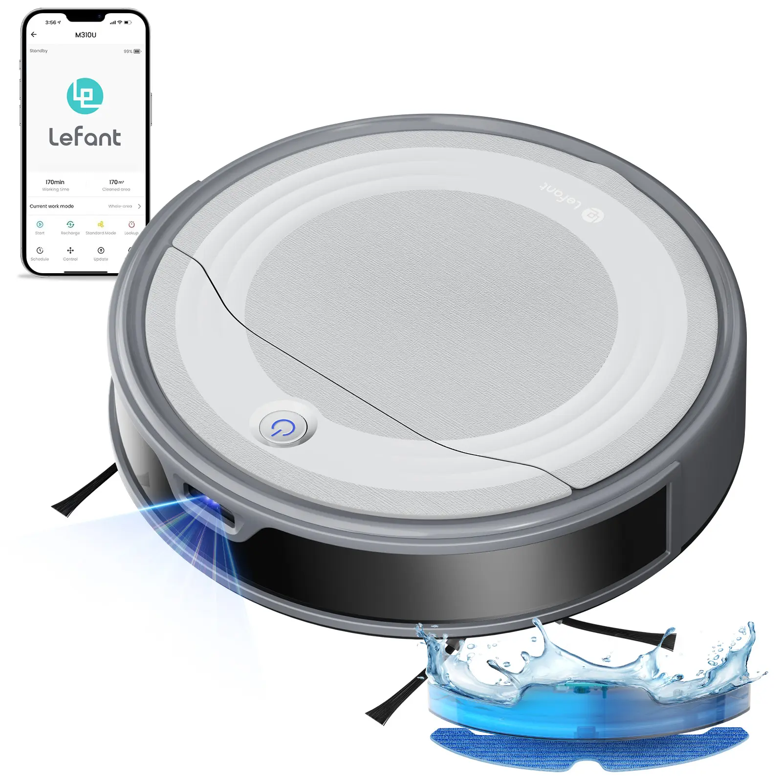 Lefant M310 Ultra Cordless Robot Vacuum and Mop Home Cleaning System - 6000Pa Suction, LiDAR Navigation, App Control, Smart Anti-Collision, Auto Carpet Boost, Pet Hair Cleaner, Auto Recharge