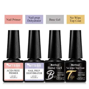 Function Gel Nail Polish Set, Nail Prep Dehydrator & Primer & Base Gel & No Wipe Top Coat, Air Dry Superior Bonding Primer, Functional Gel Tools, Polygel Nail Kit