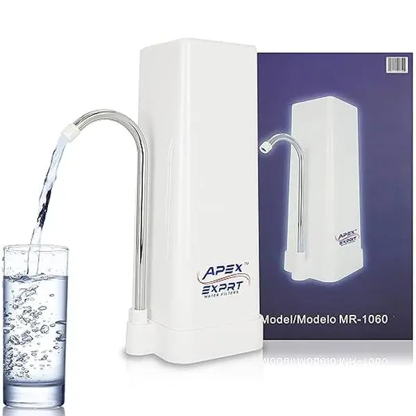 APEX EXPRT MR-1060 Countertop 5-Stage Water Filter, Mineral pH Alkaline Tech, Easy Install, Reduces Metals, 99% Chlorine, Enhances Quality