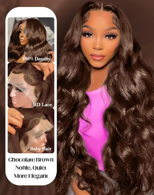 Mags 26” Chocolate LaceFront Wig *NWT* Amazon.com : Chocolate Brown Lace Front Wig, 13x4 Synthetic  main image 3