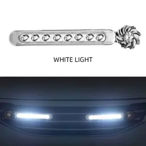 2 Pcs Car LED Daytime Headlight with Wind Powered Fan Floodlights Auxiliary Lighting Motorcycle Lamp for Enhanced Visibility