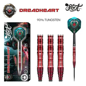 Shot Future Knights Dreadheart Steel Tip Dart Set-90% Tungsten Barrels-23gm