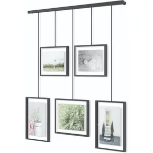 Exhibit picture frame gallery set adjustable wall collage displays five photos two 4x6 and three 5x7 set of 5 black