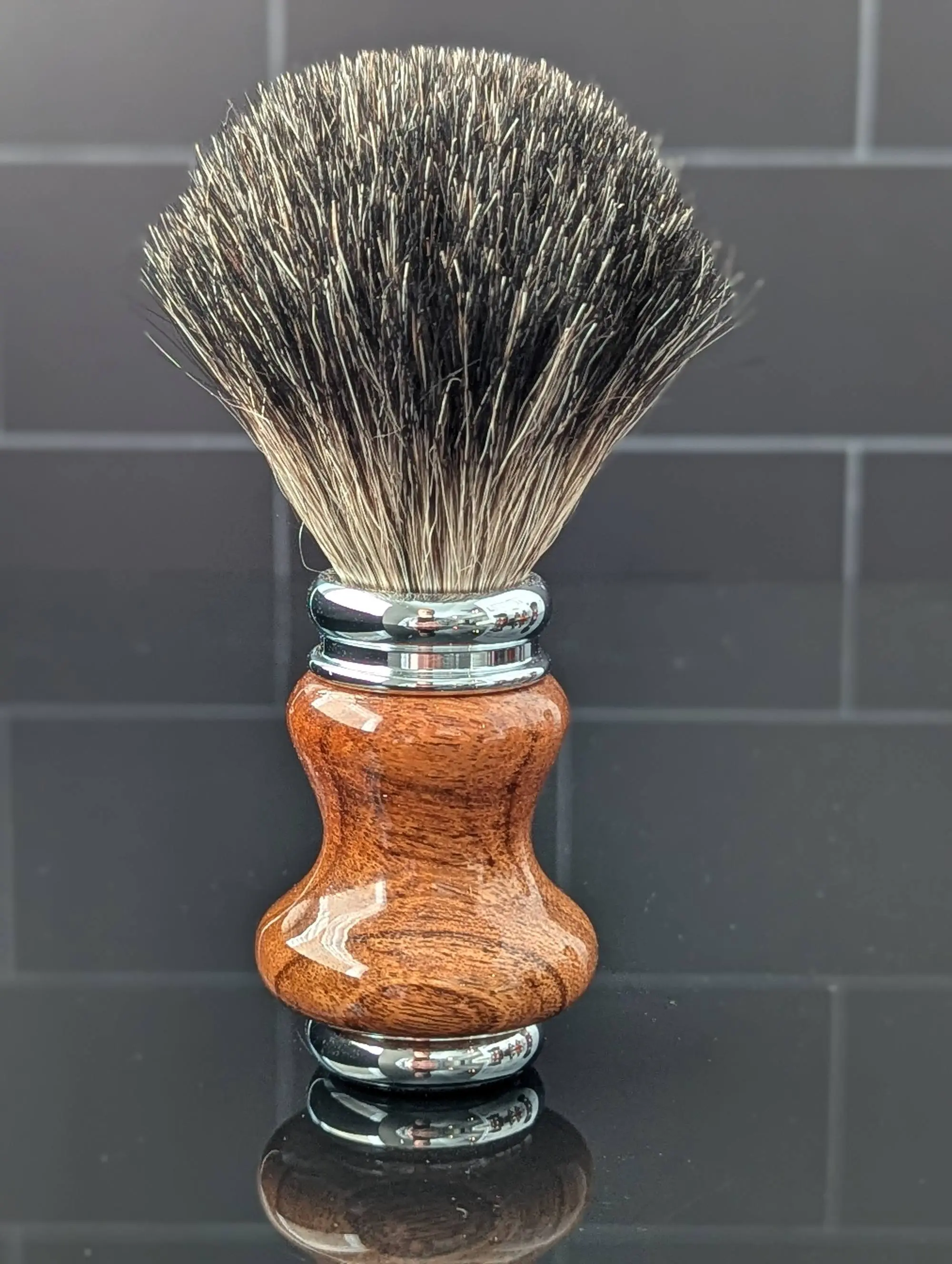 Hand-turned Badger Shave Brush Made From Texas Mesquite