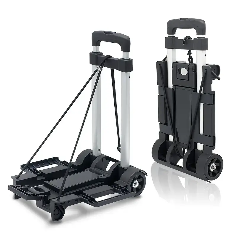 ABS Lightweight Foldable Hand Truck - 70lbs (Above 25kg) Heavy-Duty Durable Dual-Wheel Dolly with Adjustable Handle, Luggage Straps - Compact, Portable for Daily Moving, Office Use