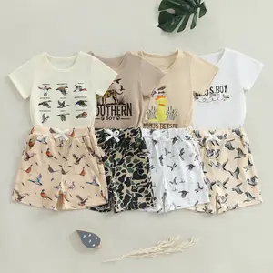 REDWOON Toddler Baby Boy Summer Clothes Mallard Duck Short Sleeve T-Shirt Shorts Casual 2pcs Set Infant Hunting Outfits 6 12 18 24 Months 2T 3T 4T