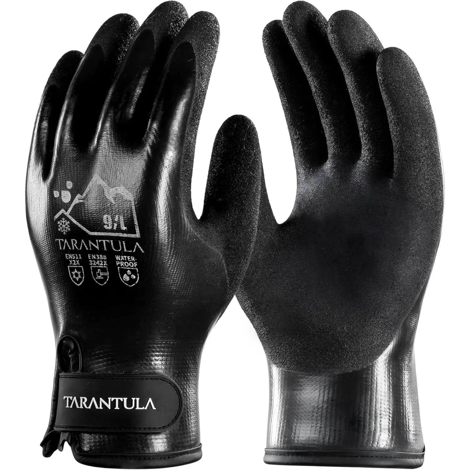 100% waterproof winter work gloves for both men and women, warm and antifreeze gloves for cold weather, super strong grip on the palm, charcoal black, large size