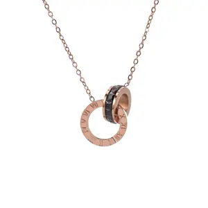 Roman Numeral Diamond Titanium Steel Necklace for Women | Elegant and Durable Pendant